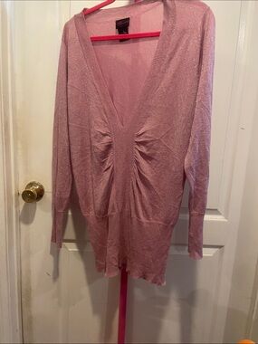 torrid Dusty Rose V-Neck Shimmer Sweater Top